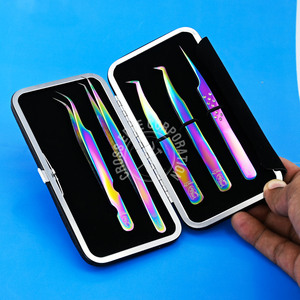 Essential 45 Degree Volume Lash Tweezers for Eyelash Extensions Fan Creation Tools with Fiber Grip Tip - Product Image 1