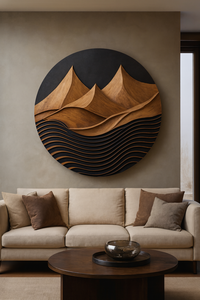 Meubles en bois organique Art déco de luxe Sculpture artisanale Décoration murale pour salon Cadeau de pendaison de crémaillère pour Diwali - Product Image 5