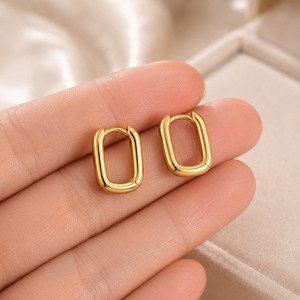 Mini u Shape Square Tube <b>Huggie</b> Geometric Fine Hoop Earrings - Product Image 3