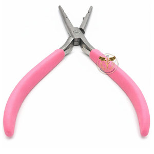 Hair Extension Pliers with Loop <b>Needle</b> <b>Threader</b> Set Stainless Steel Micro Ring Beads Application & Removal Tool Kit Pink Handle - Product Image 2
