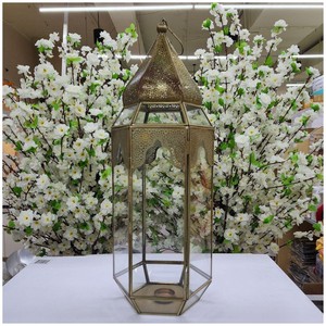 Reliable Quality Hexagon <b>Brass</b> <b>Lantern</b> With Candle Holder For Home Decoration Durable Finish - Product Image 5