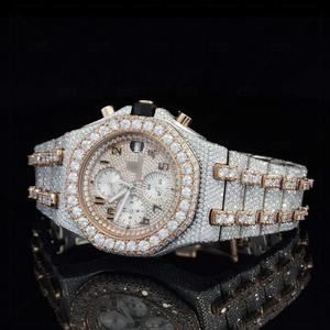Reloj Cronógrafo de Lujo con Cristal de Cuarzo Moissanite Brillante, Esfera de Cristal, Acero Inoxidable con Acabado Pulido, Piedras Brillantes, Elegante - Product Image 4