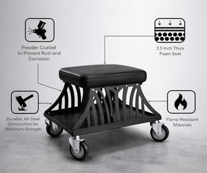 Taburete rodante de perfil bajo para mecánico de 400 lb con bandeja para herramientas, taburete de taller resistente con ruedas OEM GAPGAR020 - Product Image 5