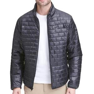 Chaqueta Acolchada para Hombre, Color Azul Marino Sólido, Recubierta de PU, Cortavientos, Cierre de Cremallera, Casual, Otoño, Cuello Alto, Corte Regular - Product Image 6