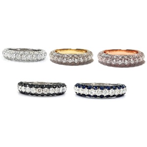 Hồng Kông Bán Buôn Chất Lượng Tốt <span class=keywords><strong>3</strong></span> Hàng <span class=keywords><strong>Micro</strong></span> <span class=keywords><strong>Pave</strong></span> 18K Rose Gold Bất Kim Cương Tốt Đồ Trang Sức Cưới Ban Nhạc Nhẫn Cho Vài Bộ - Product Image 4
