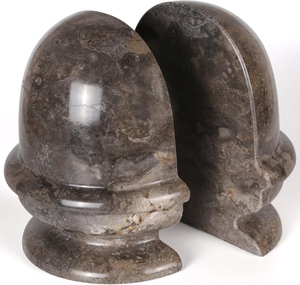 Marble Stone Bookends Round Traditional Design 6.3 In 16 Cm Single Piece Minimalist beige curve design Geometric sculptural book - Product Image 1
