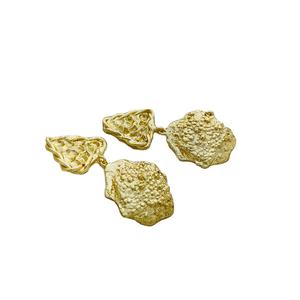 <b>Gold</b> plated Hammered Design Drop and <b>Dangle</b> Designer <b>Earring</b> Hammered Design <b>Earrings</b> Drop and <b>Dangle</b> <b>Earrings</b> - Product Image 1