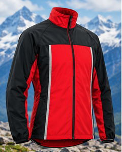 Men's <b>Red</b> Black Color Blocking Windproof Quick Dry Breathable Streetwear Windbreaker <b>Jacket</b> <b>Hooded</b> Zipper Closure - Product Image 5