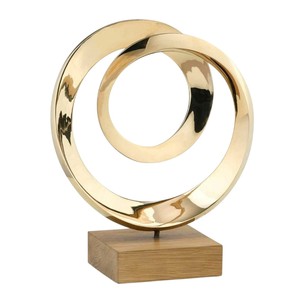 Sculpture circulaire moderne en aluminium avec finition dorée, ornement artistique texturé unique pour la décoration intérieure de luxe (vente en gros) - Product Image 2