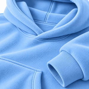 Oversized Light <b>Blue</b> Fleece Hoodie Unisex Solid Pullover Sweatshirt with Kangaroo Pocket Casual Autumn Top - Product Image 3