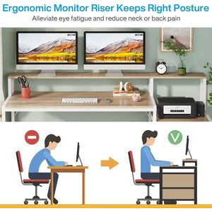 Scrivania Ergonomica da Ufficio da 63 Pollici con Supporto Monitor, Tavolo Industriale per Computer Stampato con Cassettiera Portadocumenti - Product Image 4