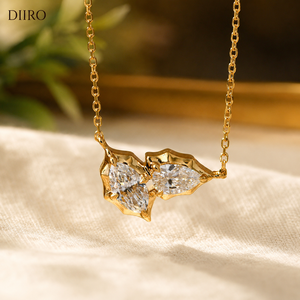 Collier en or jaune 18 carats avec diamants Moissanite, forme poire marquise, style luxueux, chaîne à maillons pour femme - Product Image 2