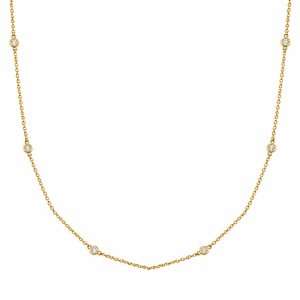 Collier en or jaune 18 carats plaqué or avec moissanite, chaîne à maillons, serti clos, forme ronde, diamant pour femme, cadeau - Product Image 5
