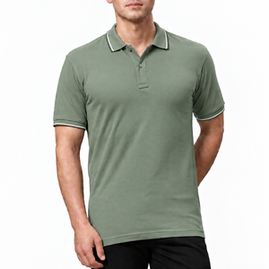 Camiseta Polo de Golf para Hombre, Manga Corta, Lisa, Informal, con Logotipo Personalizado, Ribete de Color, Proveedor Mayorista - Product Image 2