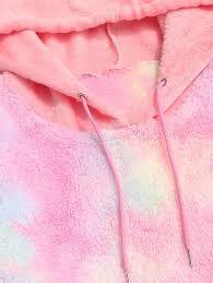 Sudadera Premium de Felpa Gruesa con Estampado Tie-Dye |   Sudadera con Capucha Holgada y Cálida de Piel Sintética |   Ropa Exterior Estética en Rosa y Multicolor - Product Image 2