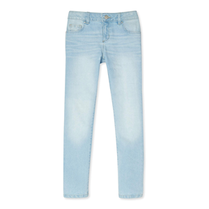 Jean en denim délavé coupe skinny pour femme, taille mi-haute, longueur intégrale, style décontracté, couleur unie, tissu en coton respirant, fabriqué au Bangladesh - Product Image 1