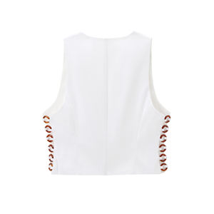 Chaleco Casual para Mujer al por Mayor, Cuello Redondo, Cierre con Cinturón, Resistente al Viento, Transpirable, 100% Poliéster - Product Image 2