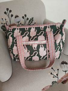 Striped Quilted Cotton Duffle <b>Bag</b> Lightweight Double Handles Shree Balajee <b>Garments</b> <b>Travel</b> 20-35L - Product Image 2
