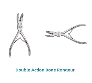 Rongeur de Doble Acción, Cortador de Huesos Quirúrgico Manual, Instrumento Dental de Acero Inoxidable, Juego Dental Plateado para Uso Hospitalario, CE - Product Image 1