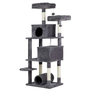65-Inch Large Multi-Level Cat Tower Indoor Cats Playhouse with Padded Platform Beds Cat Trees & Scratcher Furniture - Product Image 1