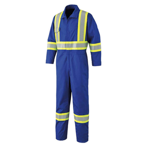 Combinaisons de travail industrielles unisexes bleu foncé avec bordure orange, bretelles réglables, plusieurs poches, matière polyester, certifiées CE - Product Image 2