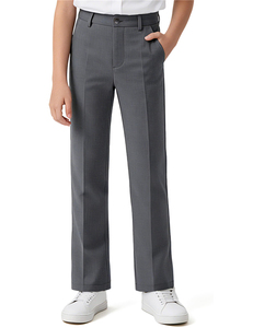 Pantalon d'écolier pour garçons, taille ajustable, en twill, avec 4 poches, style pantalon de golf. - Product Image 5