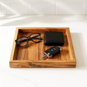 Bandeja Cuadrada para Servir de Madera de Olivo 30×30×4 cm |   Bandeja de Cocina Rústica Hecha a Mano |   Regalo Sostenible - Product Image 6