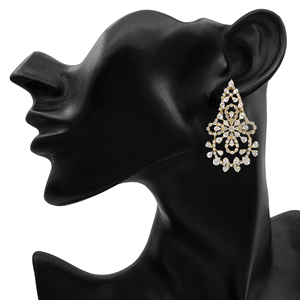 Pendientes Colgantes de Plata de Ley 925 con Baño de Oro Amarillo y Circonitas Cúbicas Blancas de 11.67 Cttw, Corte Redondo y Pera - Product Image 2