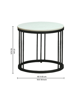 Luxury Round <b>Nesting</b> <b>Coffee</b> <b>Table</b> <b>Set</b> with Marble Top and Black Metal Base for Living Room Furniture - Product Image 2