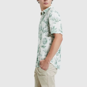 Wholesale New Men's Custom Logo Breathable Eco-Friendly Fashion Short-Sleeved Hawaiian Casual <b>Summer</b> <b>Shirt</b> Plus Size Printed - Product Image 3