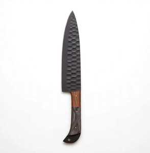 Cuchillo de Camping de Hoja Fija Forjado a Mano con Acabado Negro y Mango de Madera, Personalizable OEM, Acero con Recubrimiento Negro - Product Image 2