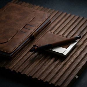 Aurelux - Juego de Regalo de Agenda Premium con Tapa de Terciopelo Marrón, Tarjetero y Bolígrafo, 192 Páginas, Impresión UV con Lámina, Elegante Cuaderno - Product Image 5