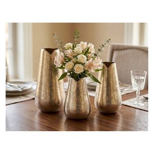 Macetas y Jarrones Modernos de Aluminio Martillado a Mano con Acabado Plateado, Centro de Mesa Decorativo para Mesa de Comedor - Product Image 5