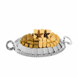 Plateau à chocolats ovale plaqué argent de qualité supérieure pour cadeaux de mariage et événements spéciaux, luxe pour mariage et fête - Product Image 1
