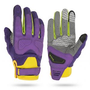 Gants de course à doigts entiers, violet, gris, jaune, antidérapants, fermeture auto-agrippante, unisexe, motocross en plein air - Product Image 1