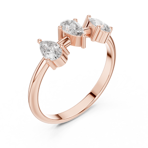 Anillo de Compromiso de Diamante Cultivado en Laboratorio con Corte de Pera en Oro Rosa para Mujer, Regalo Minimalista para Boda o Aniversario - Product Image 3