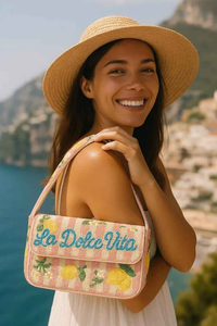 Sac bandoulière brodé fait main sur mesure, motif planche de surf, perles bleues, pour l'été et la plage, pour femmes et filles - Product Image 6