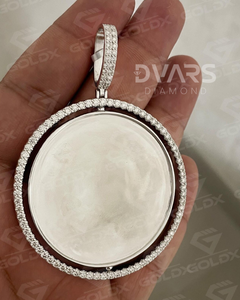 Colgante de Plata de Ley 925 con Dijes Personalizables de Moissanita y Foto, Chapado en Oro de 18K, Lujo - Product Image 1