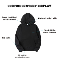 Sweat à capuche d'hiver personnalisé 100% coton Streetwear High Street Noir Jet Polaire Respirant Homme Pull-over Entraînement Professionnel en Salle de Sport