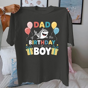 Shark DAD anniversaire garçon imprimé t-shirt pour femmes confort Fit Style décontracté 100% pur coton tricoté tissu - Product Image 1