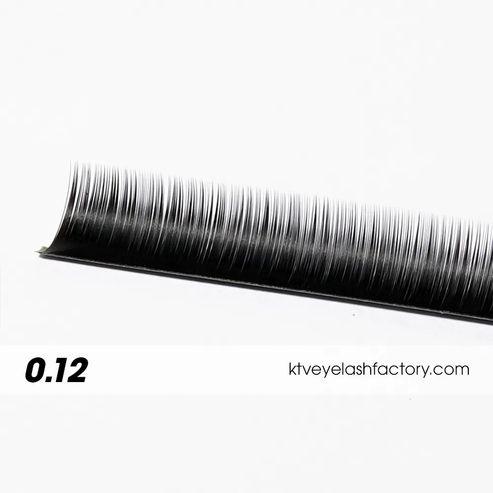 KTV LASHES Hot Sale OEM Low MOQ Individual Russian Classic Silk Lashes 0.12mm C CC D Handmade Eyelashes Extensions Dark Black