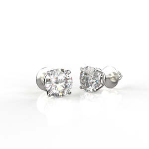 Classic Round Diamond <b>Stud</b> <b>Earrings</b> 925 <b>Silver</b> Claw Setting Women's Everyday Wear Fine Jewelry - Product Image 2
