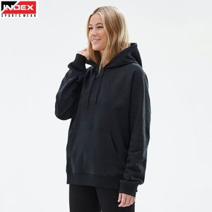 INDEX <b>Women's</b> <b>Black</b> Hooded Sweatshirt Long Sleeve Solid Color Oversized <b>Fleece</b> Casual Autumn Wear - Product Image 1