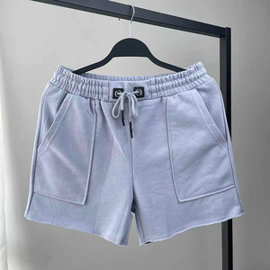 Shorts décontractés en coton pour hommes, taille élastique, cordon de serrage, poches, coupe ample, confortables, shorts streetwear d'été - Product Image 1