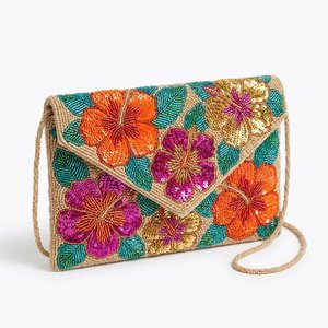 Venta al por mayor de exportaciones Fabriva: Bolso de viaje de poliéster con cierre de gancho y bucle, bordado de colibrí con cuentas, estilo bohemio de diseñador. - Product Image 3