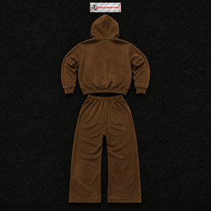 Ensemble de survêtement marron pour homme avec capuche, fermeture éclair intégrale, sweat-shirt et pantalon en coton, imprimé sur le devant, coupe décontractée, idéal pour l'automne, qualité supérieure - Product Image 6