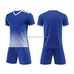 Wholesale Custom <b>Blue</b> <b>and</b> <b>White</b> Soccer Jersey Set Customizable Sports Uniform for Football Training Soccer Wear Set - Product Image 1