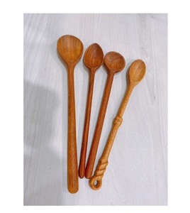 Cuillère en bois en forme de coeur faite à la main 17cm de longueur-Cuillère ronde en bois de noyer pour fête et mariage Vaisselle Café cuillère à vin outils - Product Image 4