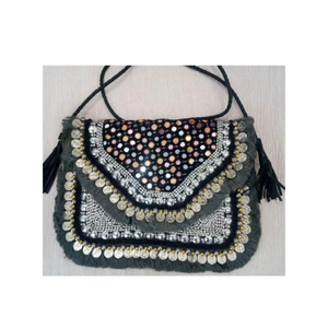 Bolso de Mano de Yute Hecho a Mano con Acabado de Lujo, Bordado a Mano con Diseño de Monedas y Decoración de Metal Acrílico de Primera Calidad para Eventos - Product Image 1