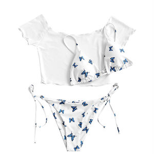 ชุดบิกินี่พรีเมียมสำหรับผู้หญิง 2 ชิ้น พร้อมโลโก้ด้านหน้า ตัวเลือกสั่งทำพิเศษ MOQ ต่ำ ชุดว่ายน้ำแฟชั่นฤดูร้อนสุดฮิต ดีไซน์พิมพ์ลายสำหรับผู้หญิง - Product Image 4
